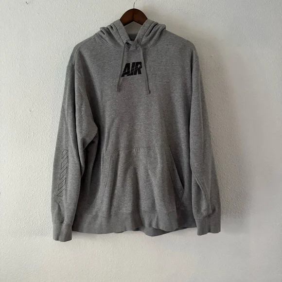NIKE Air Jordan Hoodie XL Gray Center Swoosh Y2K Retro Streetwear Vintage Skater - Picture 11 of 12